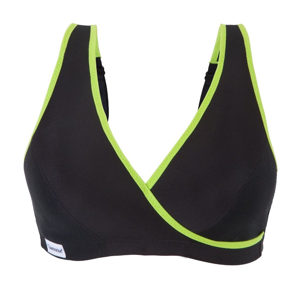 Glamorise 36B 36C 2-In-1 SPORT Bra WICKS-MOISTURE Wireless LOW-IMPACT Black NEW